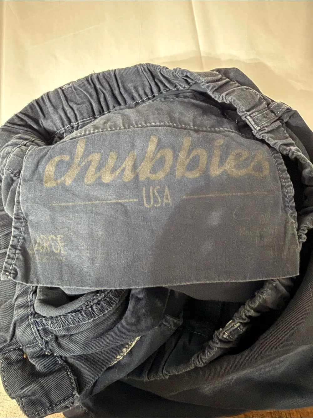 Chubbies Originals Mens Large Navy Stretch Shorts 4” Inseam Elastic Waist Preppy